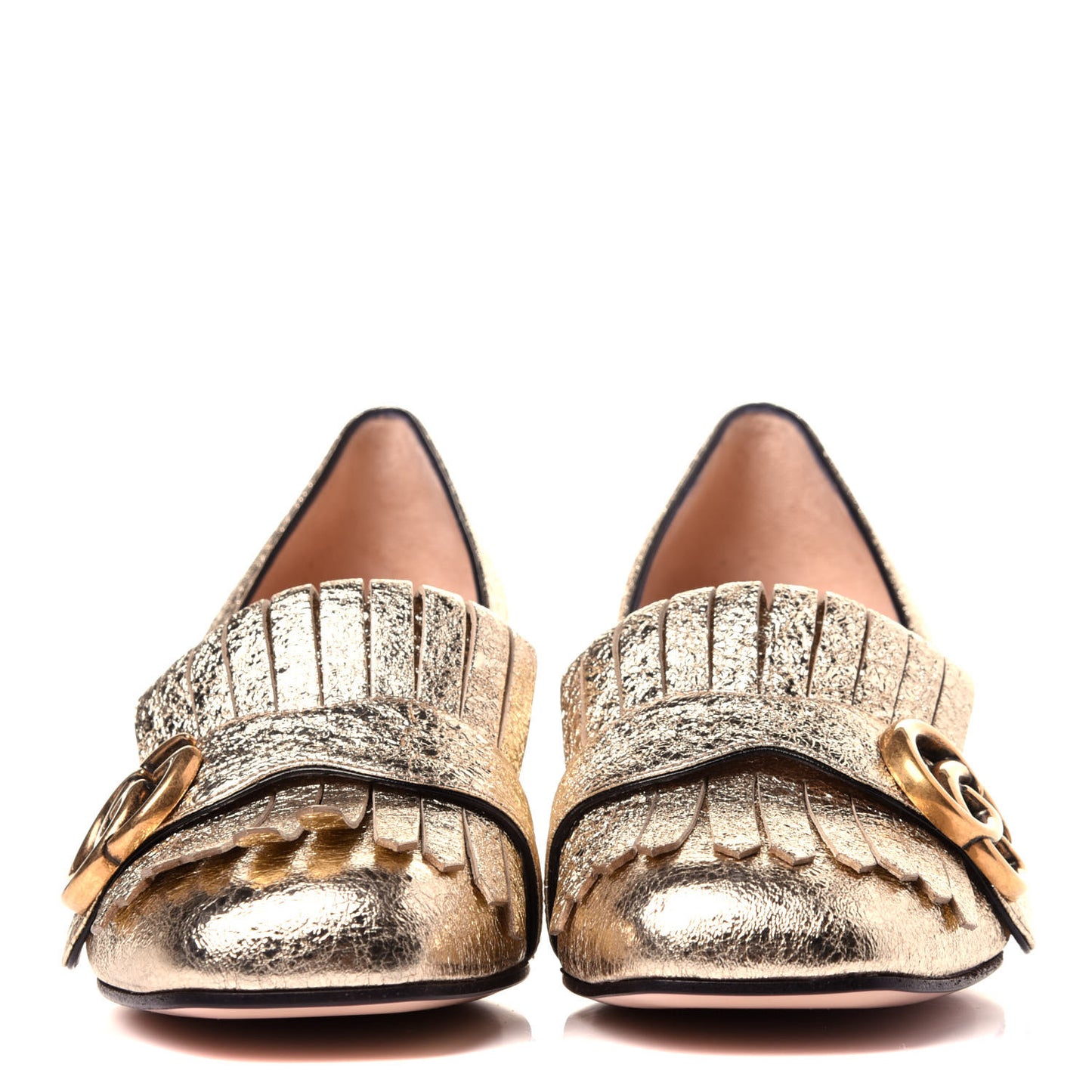 Galassia GG Marmont Fringe 50mm Loafer Pumps 36.5 Platino