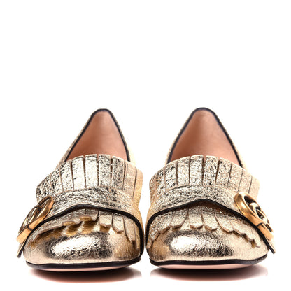 Gucci Galassia GG Marmont Fringe 50mm Loafer Pumps 36.5 Platino 2 of 12