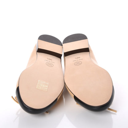 Chanel Lambskin Cap Toe CC Ballerina Flats 36.5 Beige Black 8 of 9
