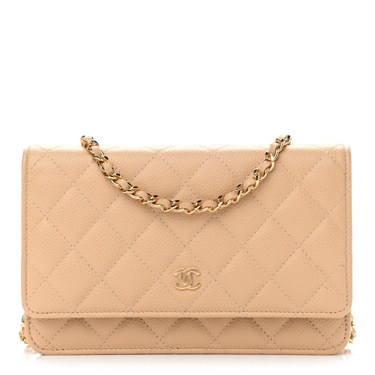 Chanel Caviar Quilted Wallet On Chain WOC Beige 1 of 12