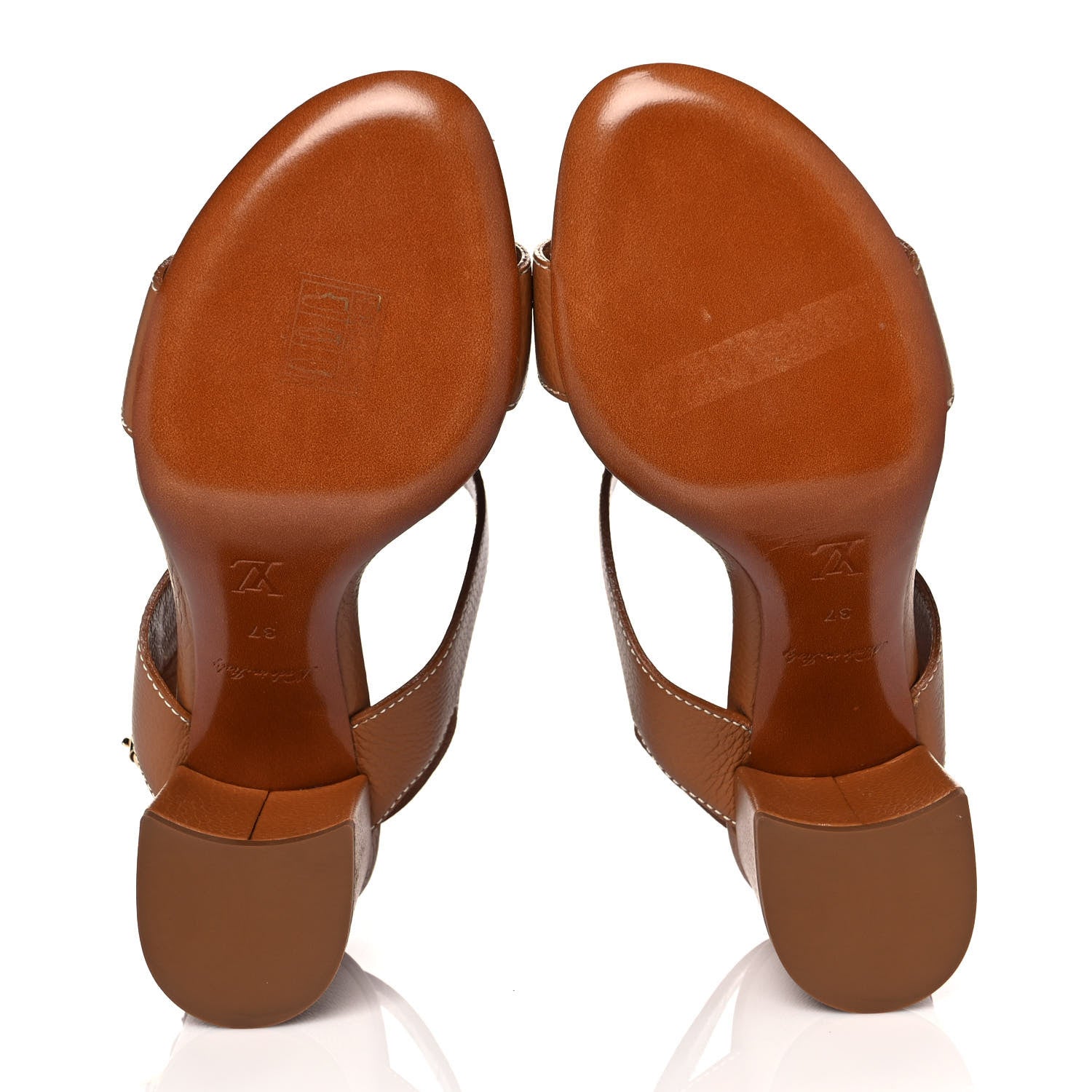 Louis Vuitton Grained Calfskin New Wave Sandals 37 Brown 5 of 9