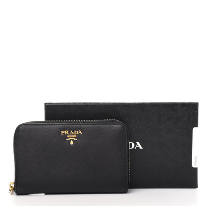 Prada Saffiano Metal Zip Around Wallet Black 8 of 8