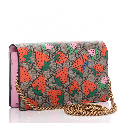 Gucci GG Supreme Monogram Strawberry Chain Wallet 3 of 10