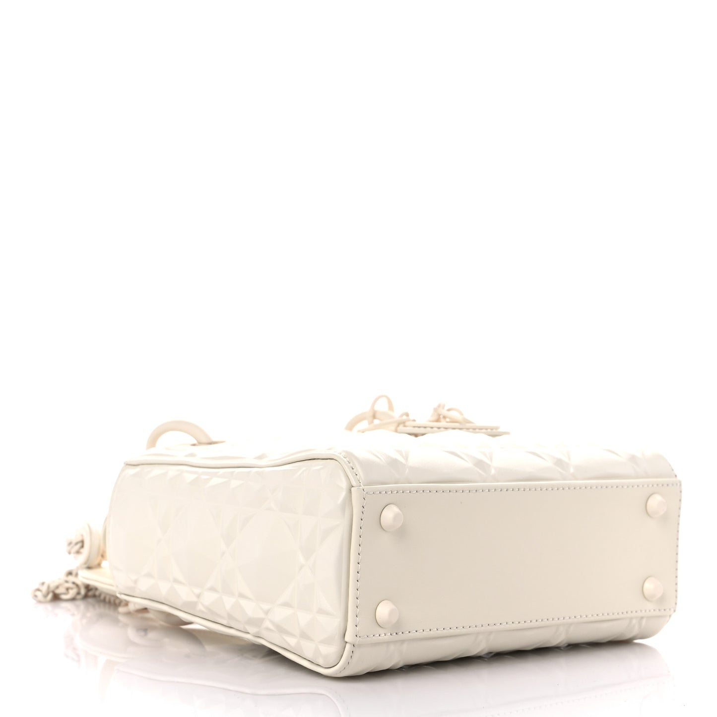 Calfskin Cannage Diamond Mini Lady Dior White