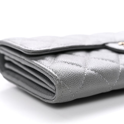 Chanel Caviar Quilted Large Gusset Flap Wallet Grey 10 of 11