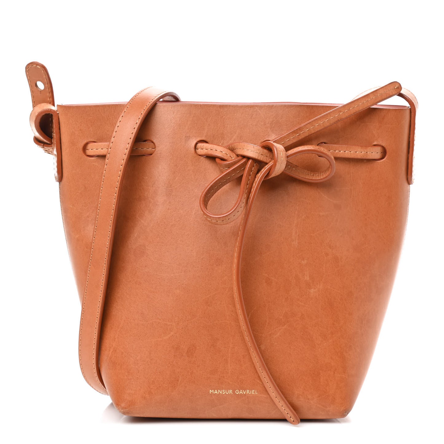 Calfskin Mini Mini Bucket Bag Camello Rosa