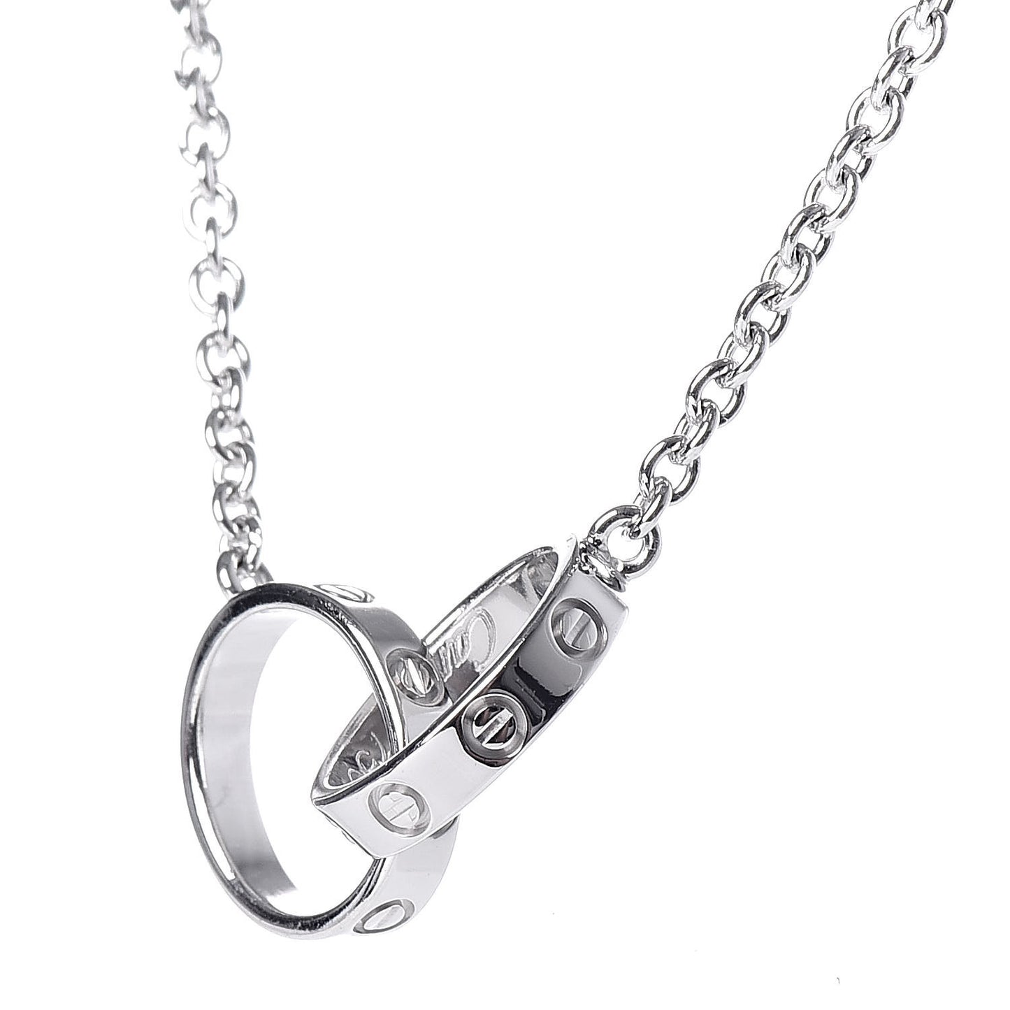 18K White Gold Interlocking LOVE Necklace