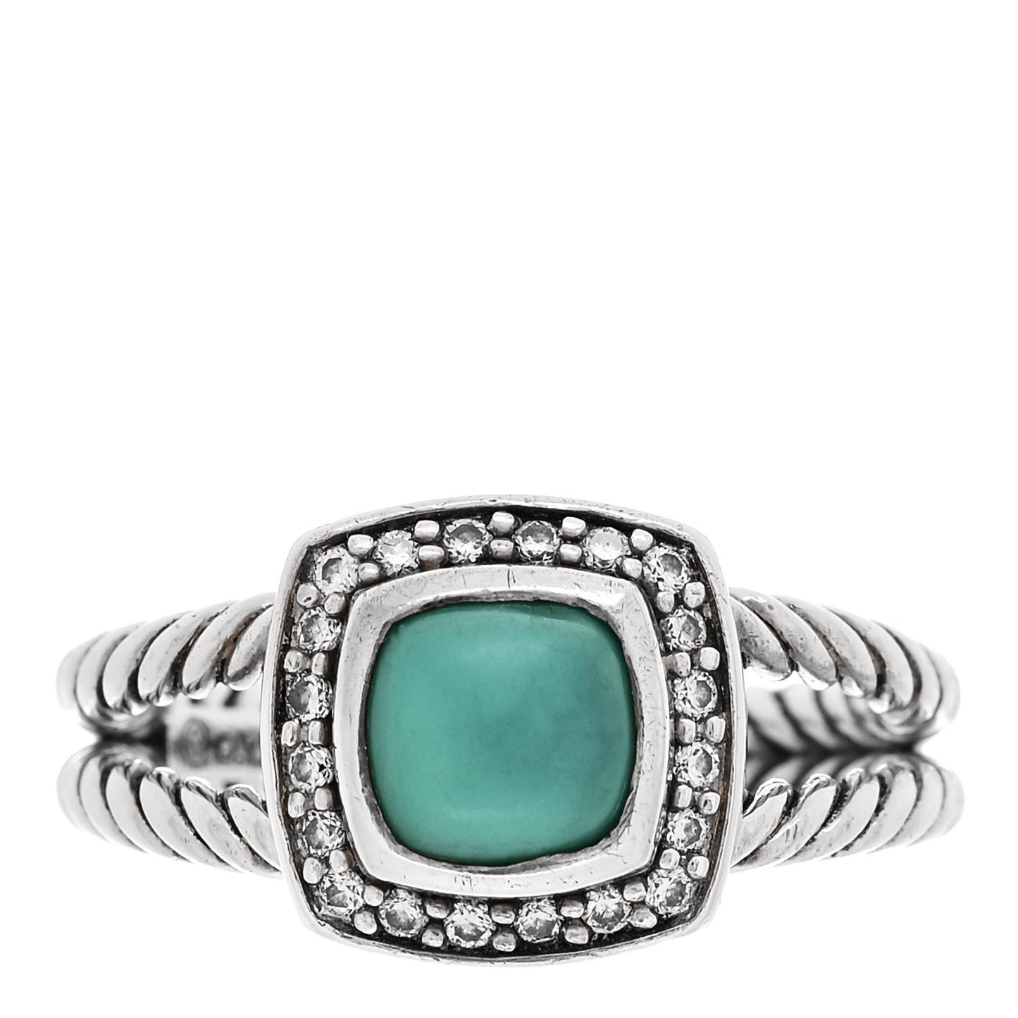 Sterling Silver Diamond Turquoise 7mm Petite Albion Ring 55 7.25