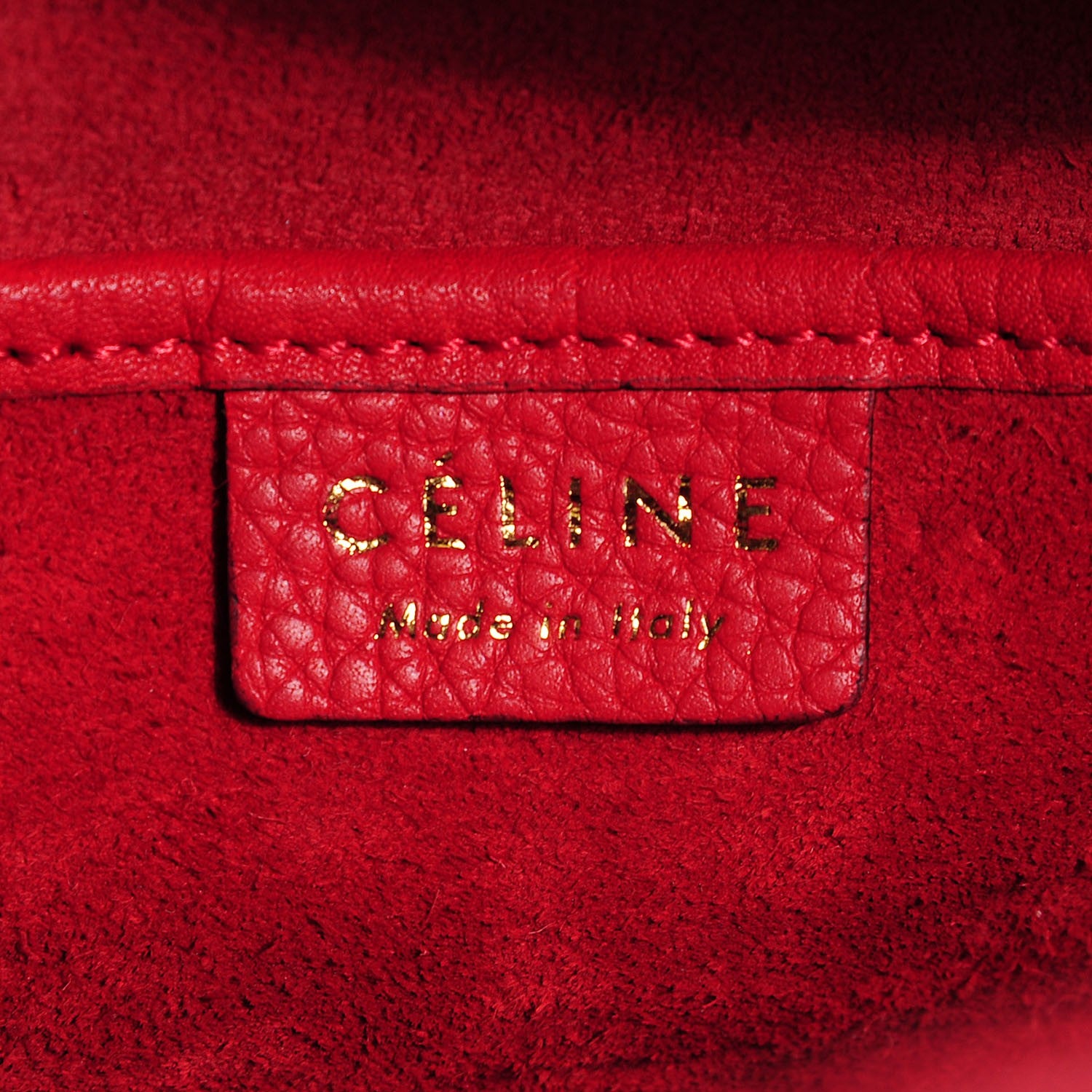Celine Drummed Calfskin Nano Luggage Coquelicot 7 of 8