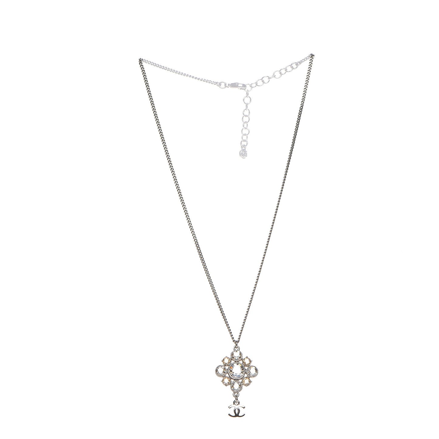 Crystal CC Pendant Necklace Silver