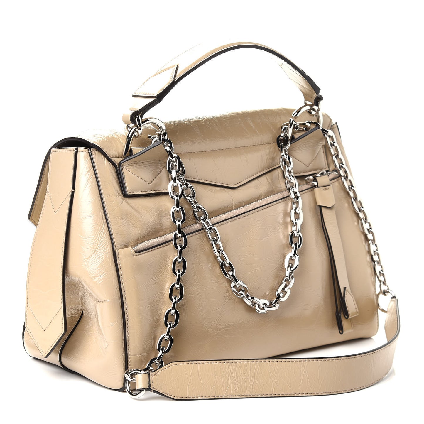Creased Patent Calfskin Medium ID Flap Dune