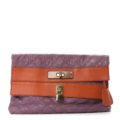Marc Jacobs Calfskin Quilted Clutch Purple Orange 3 of 10