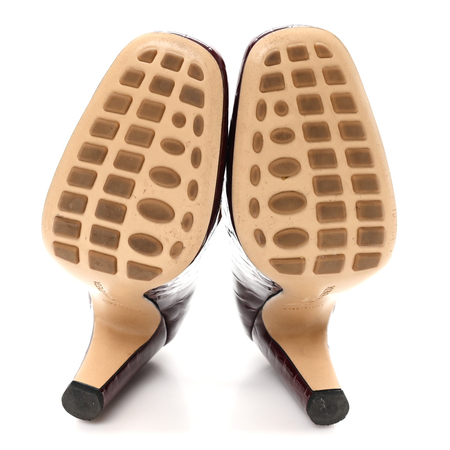 Bottega Veneta Glossy Calfskin Crocodile Embossed Mostra Mary Jane 90 MM Pumps 37 Merlot 6 of 10