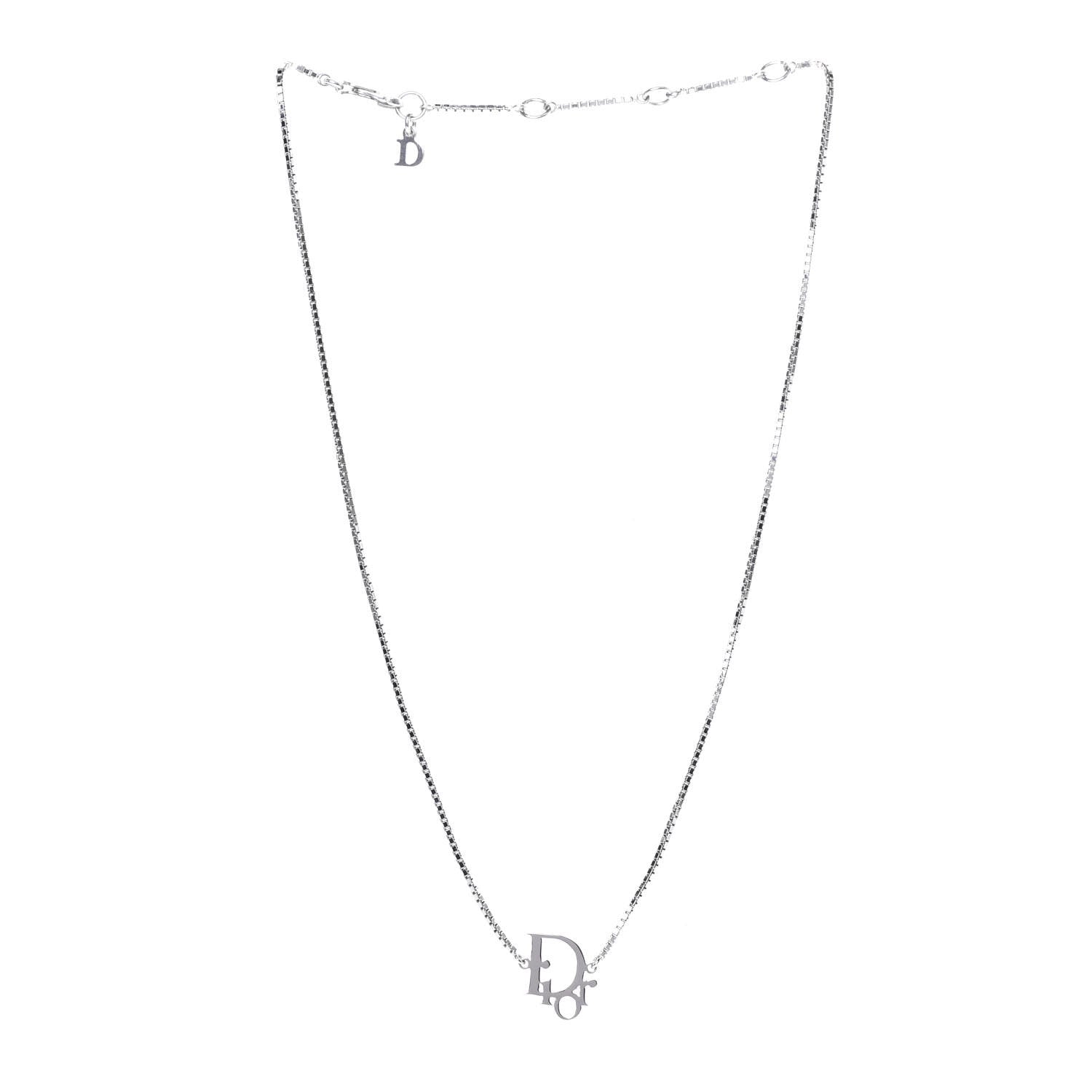 Christian Dior Metal Logo Necklace Silver 3 of 4