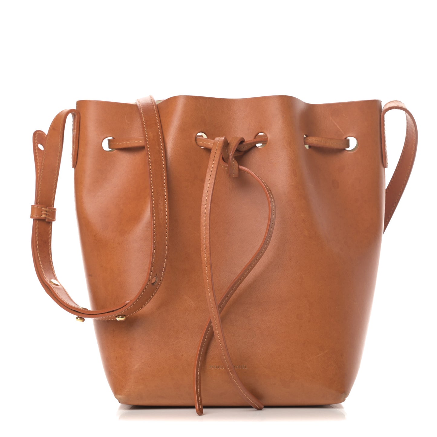 Vegetable Tanned Calfskin Mini Bucket Bag Cammello Natural