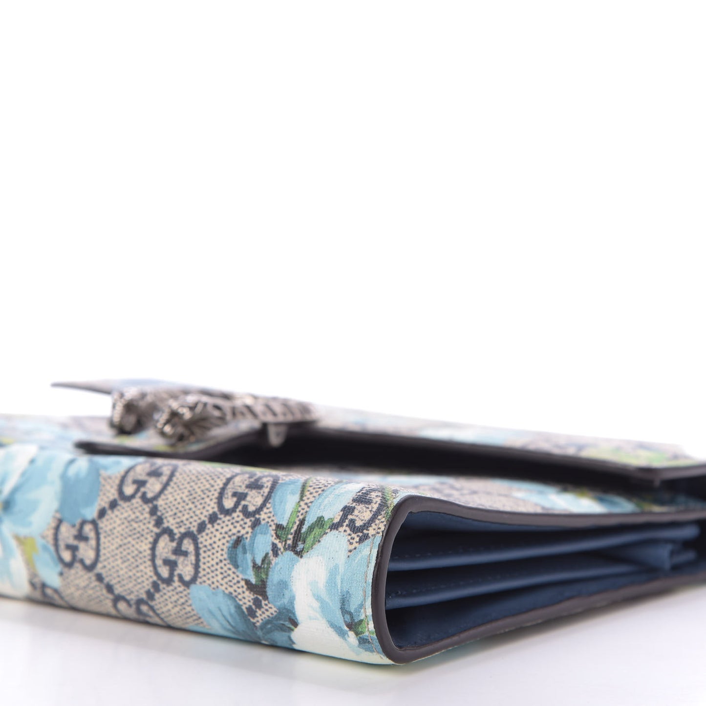GG Supreme Monogram Blooms Mini Dionysus Chain Wallet Beige Blue Navy Vintage Blue