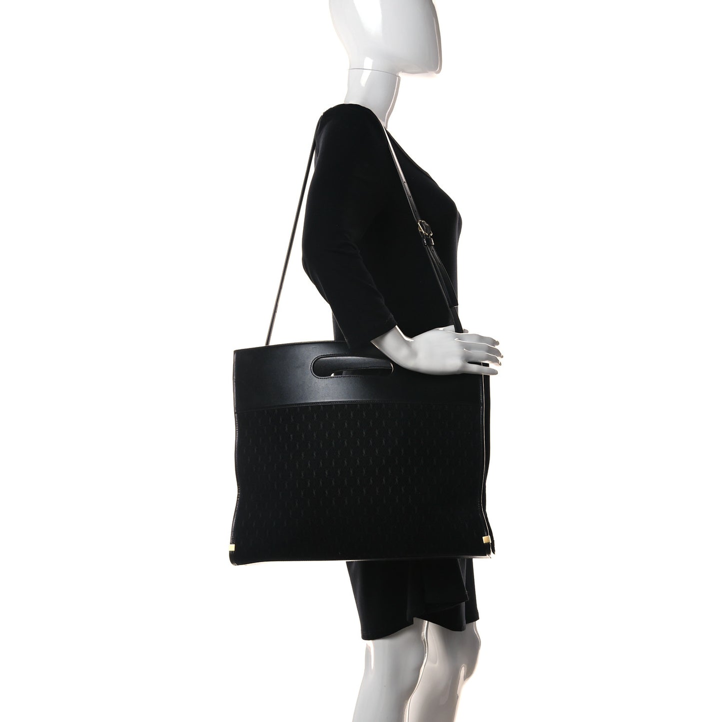 Suede All-Over Monogram Convertible Tote Black
