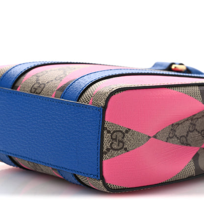 Gucci GG Supreme Monogram Textured Dollar Calfskin Rhombus Mini Tote Bag Beige Ebony Pink Blue 10 of 10