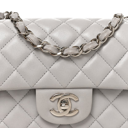 Chanel Lambskin Quilted Mini Rectangular Flap Light Grey 8 of 11