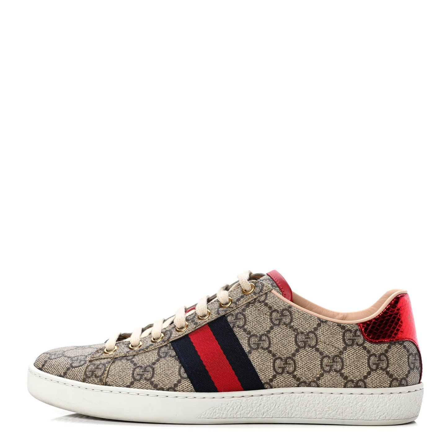 GG Supreme Monogram Womens Ace Low-Top Sneaker 38 Beige