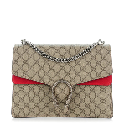 Gucci GG Supreme Monogram Suede Cudu Medium Dionysus Shoulder Bag Beige Ebony Vulcanic Red 1 of 7