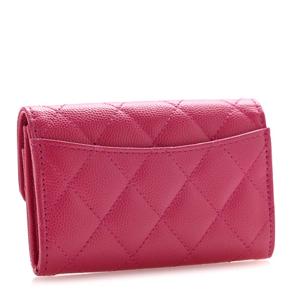 Chanel Caviar Quilted Flap Card Holder Wallet Dark Pink 3 of 11