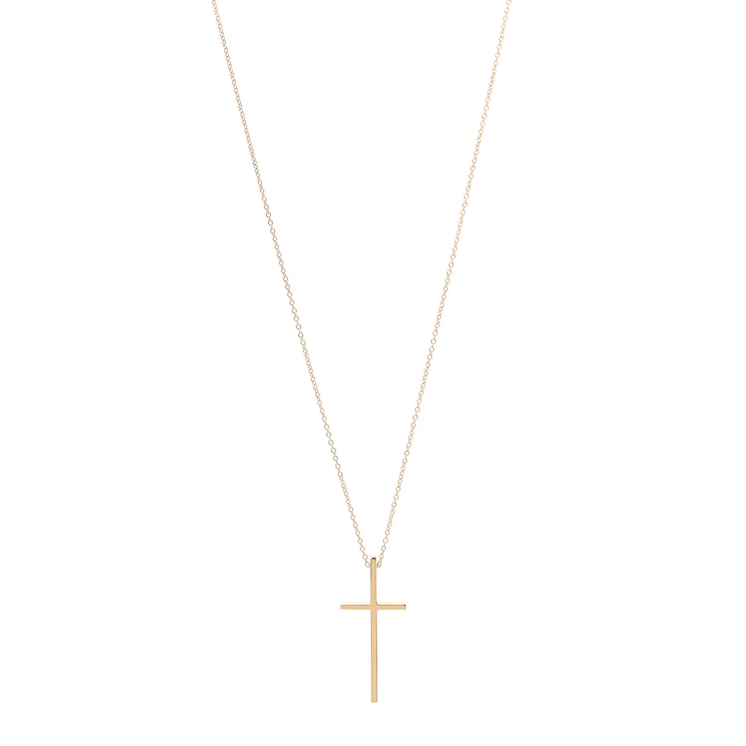 Tiffany 18K Yellow Gold Metro Cross Pendant Necklace 1 of 5