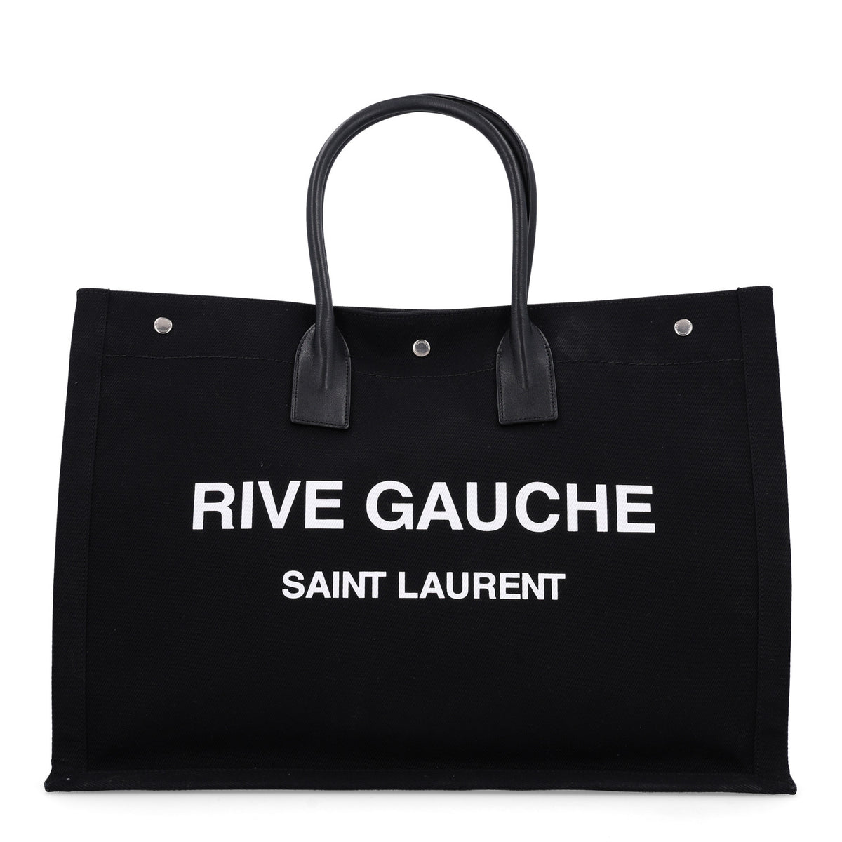 Saint Laurent Linen Calfskin Rive Gauche Tote Black 1 of 10