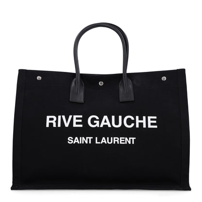 Saint Laurent Linen Calfskin Rive Gauche Tote Black 1 of 10