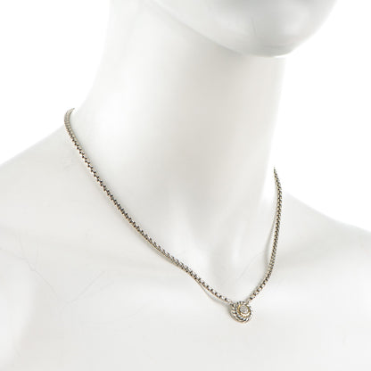 David Yurman Sterling Silver 18K Yellow Gold Diamond 12mm Pave Cookie Necklace 2 of 5