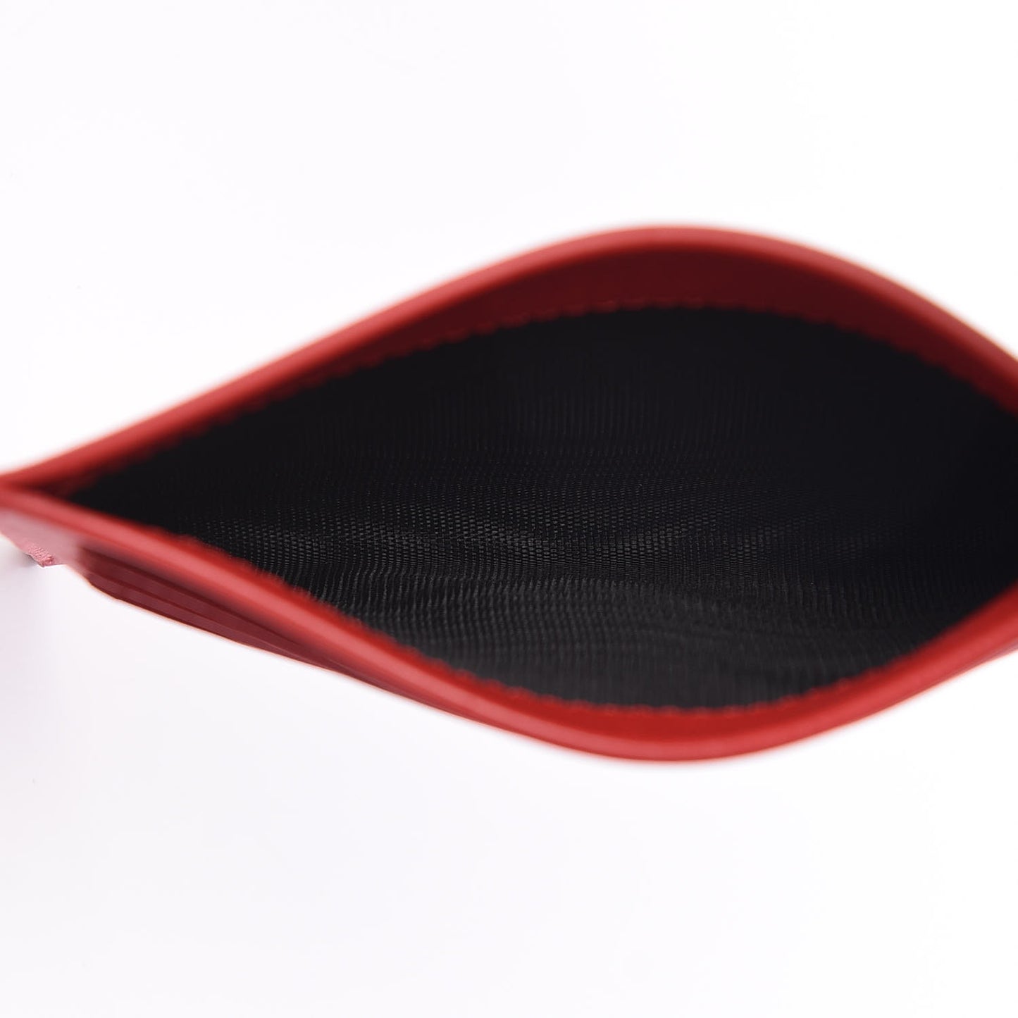 Lambskin Logo Emblem Card Holder Red