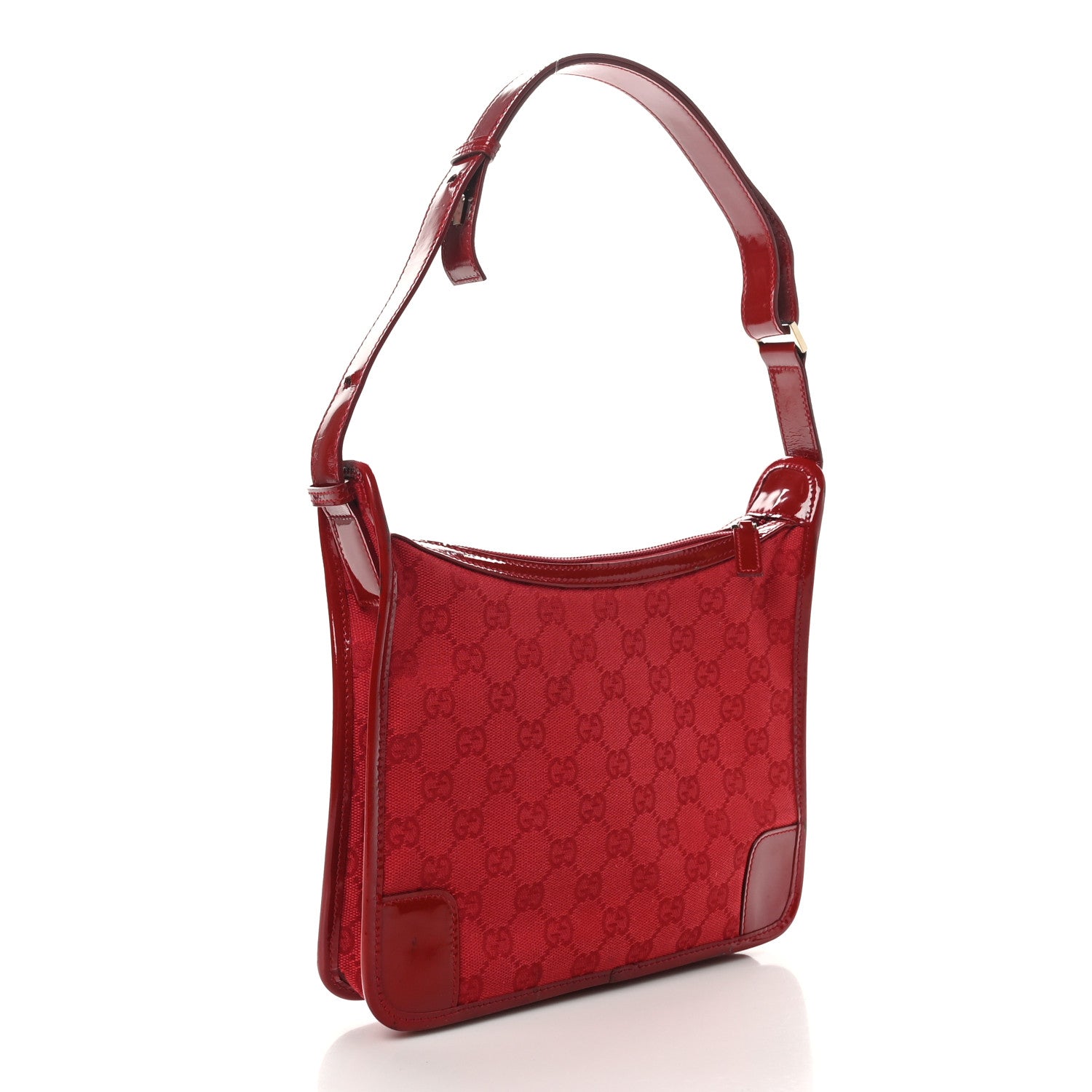 Gucci Patent Monogram Shoulder Bag Red 3 of 10