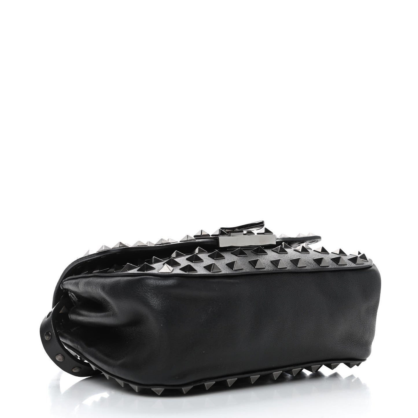 Vitello Mini Rockstud All Over Flap Saddle Crossbody Bag Black