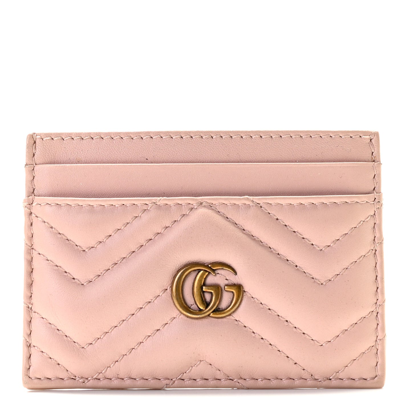Calfskin Matelasse GG Marmont Card Holder Perfect Pink
