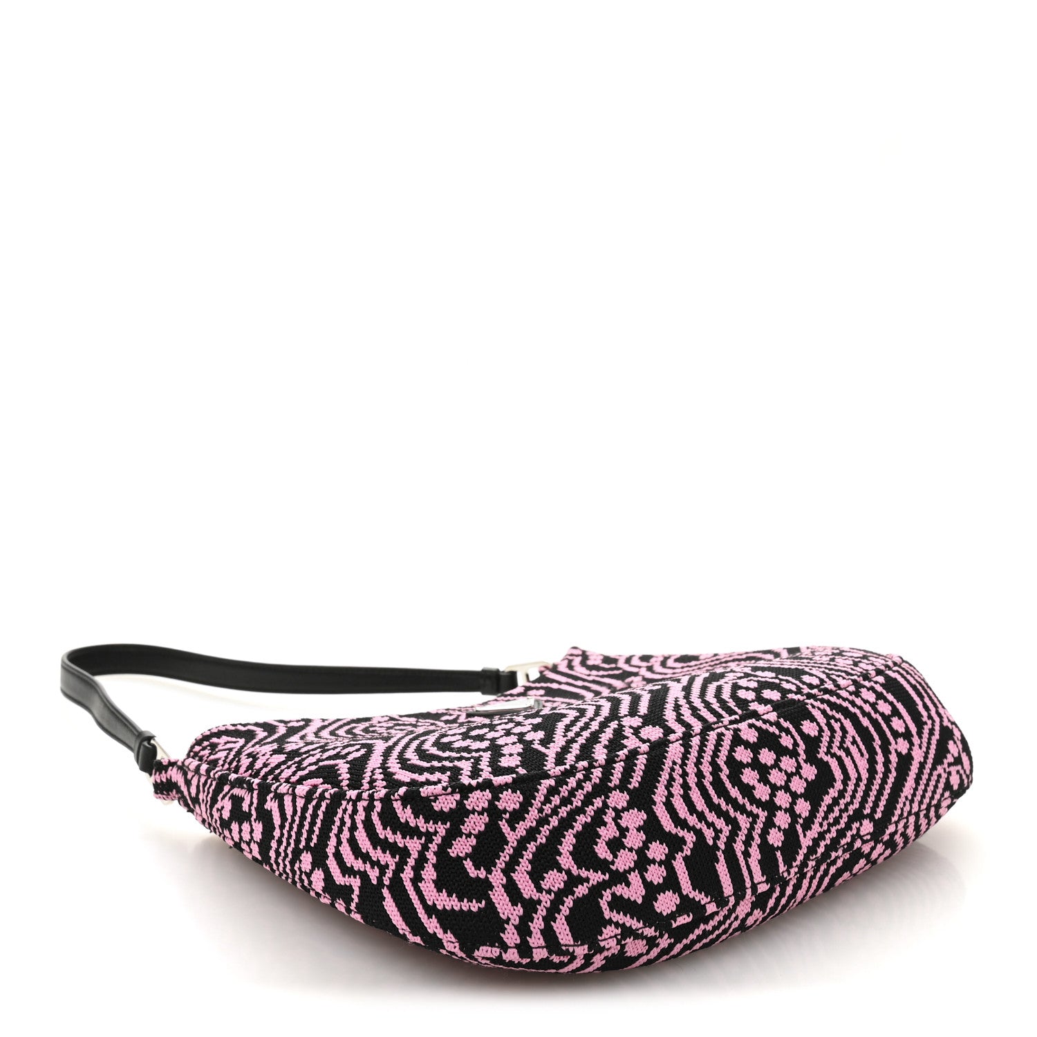 Prada Maglia Jacquard Cleo Shoulder Bag Black Rosa 4 of 10