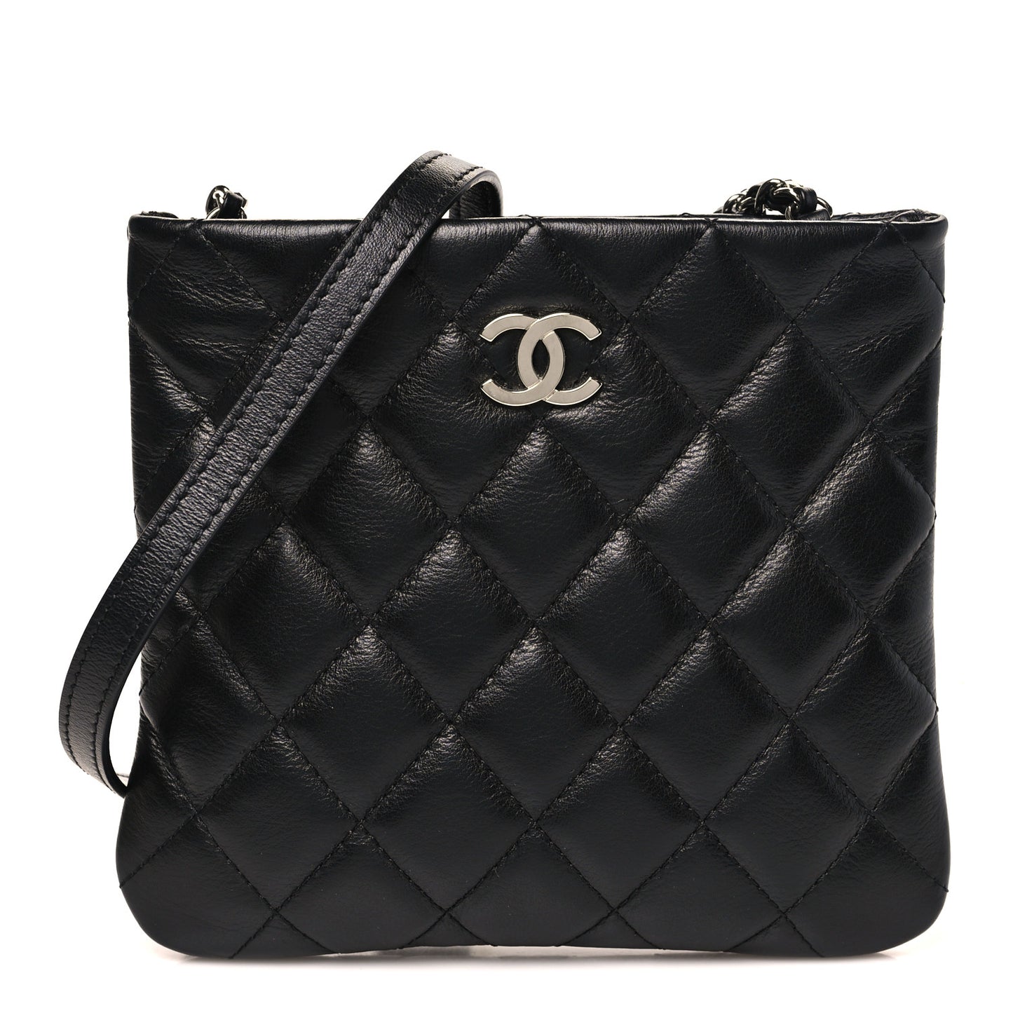 Lambskin Quilted Uniform Crossbody Bag Black