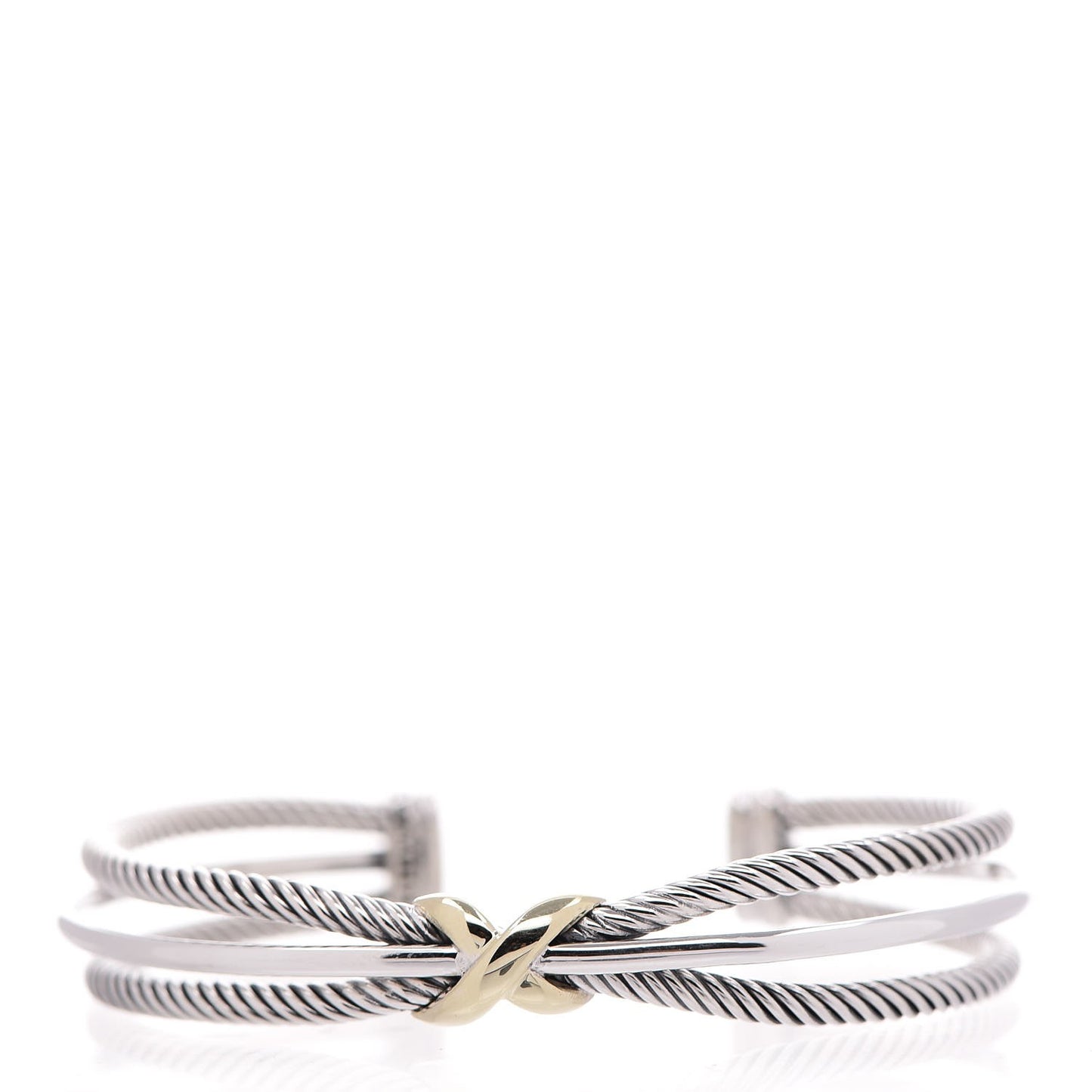 Sterling Silver 18K Yellow Gold 7mm Crossover X Bracelet