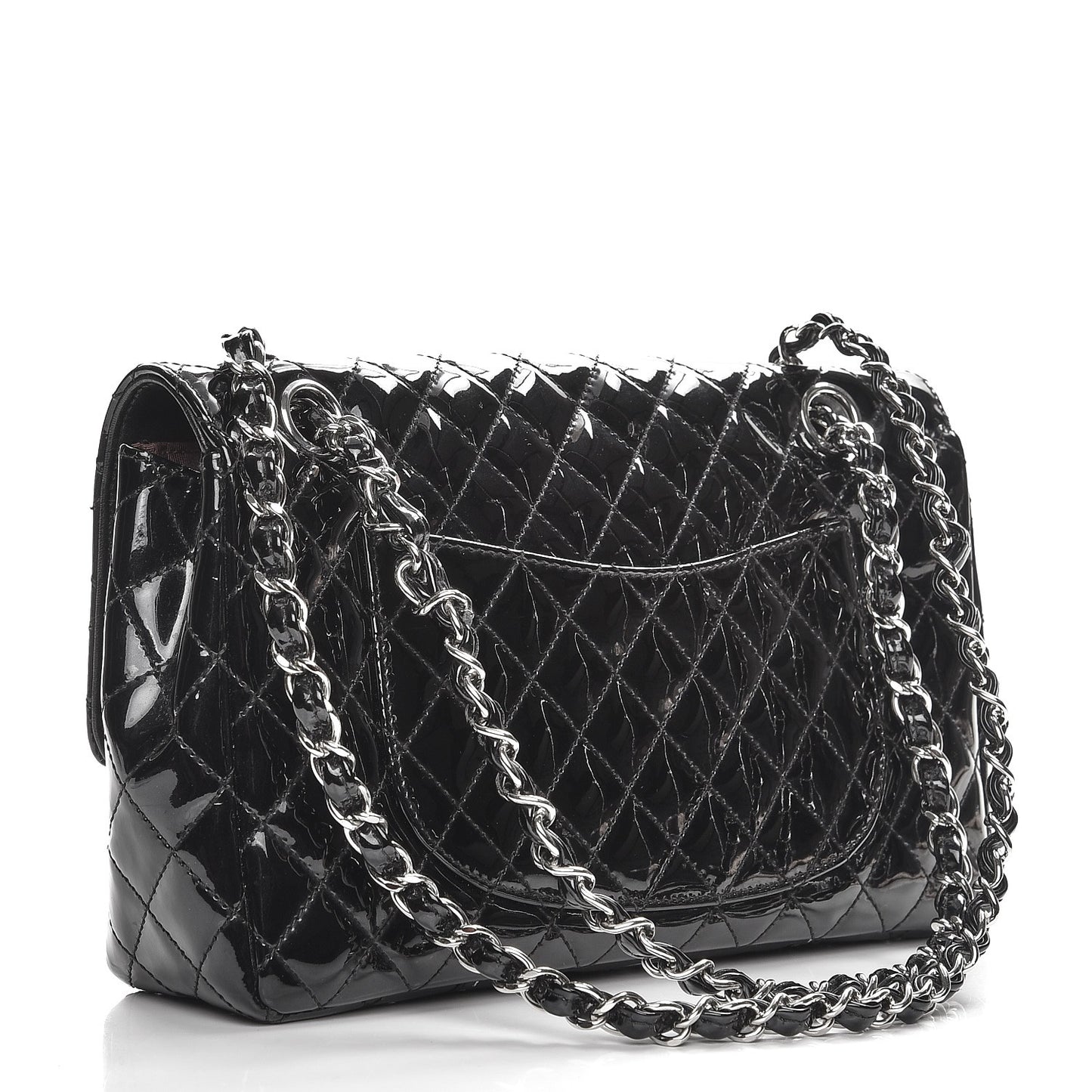 Patent Quilted Secret Label Medium Flap Black
