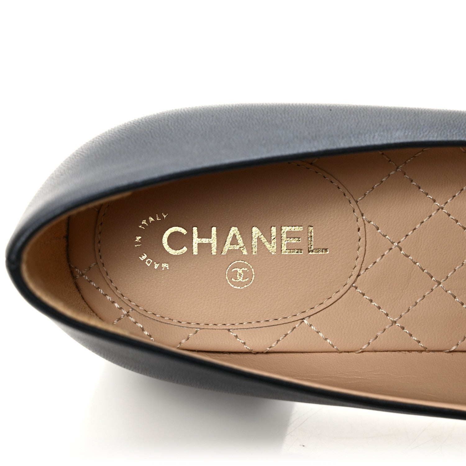 Chanel Lambskin Cap Toe CC Pumps 36.5 Navy Black 7 of 8