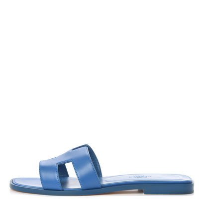 Hermes Calfskin Oran Sandals 37 Bleu De Chine 1 of 11