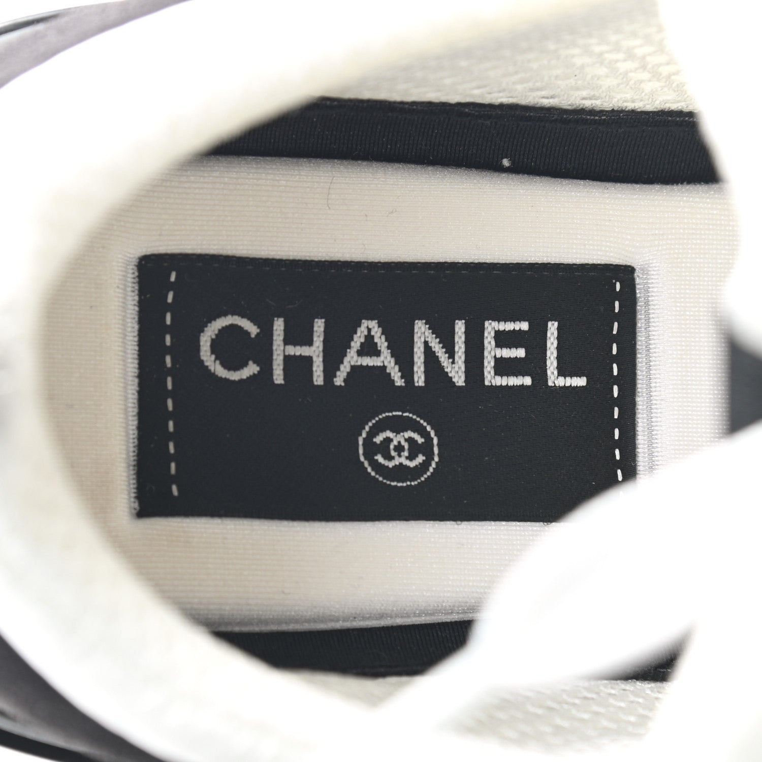Chanel Nylon Suede Calfskin CC Sneakers 36.5 White Dark Grey 6 of 6
