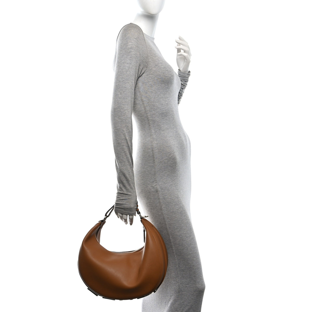 Vitello Grace Matte Medium Fendigraphy Hobo Bag Caramello