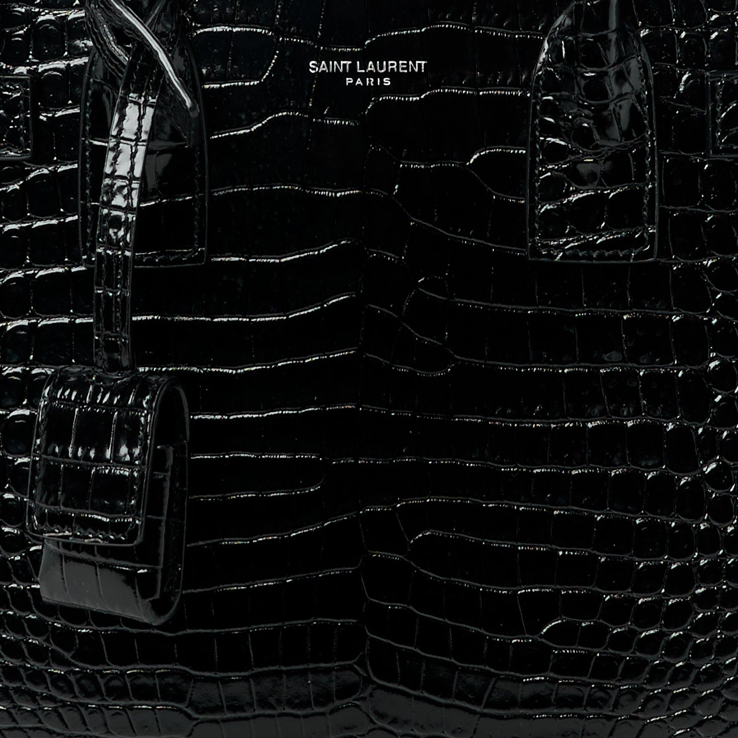 Calfskin Crocodile Embossed Baby Sac De Jour Black