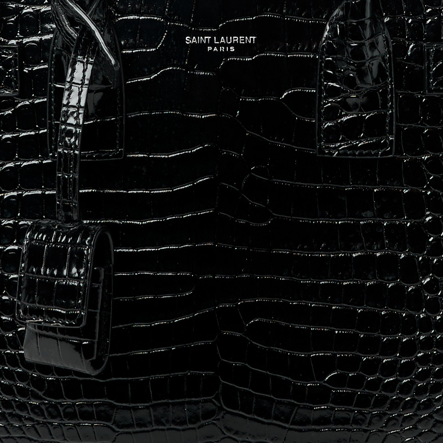Saint Laurent Calfskin Crocodile Embossed Baby Sac De Jour Black 8 of 11