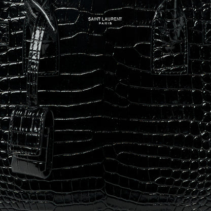 Saint Laurent Calfskin Crocodile Embossed Baby Sac De Jour Black 8 of 11