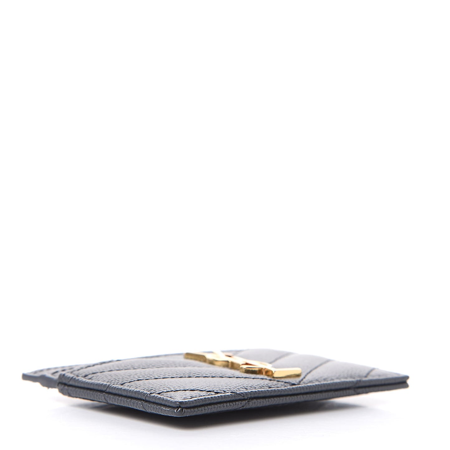 Grain De Poudre Matelasse Chevron Monogram Credit Card Case Fog
