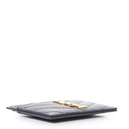 Saint Laurent Grain De Poudre Matelasse Chevron Monogram Credit Card Case Fog 4 of 6