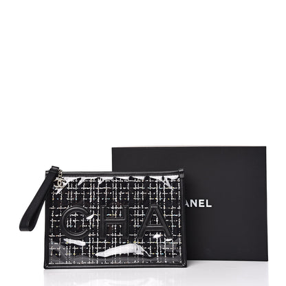 Chanel Tweed PVC Lambskin Large Pouch Black 10 of 10