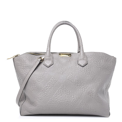 Burberry Heritage Grain Check Embossed Medium Dewsbury Tote Pale Grey 1 of 16