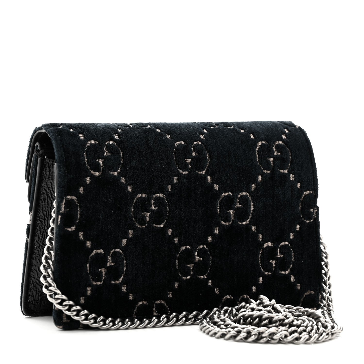 Gucci Velvet GG Monogram Super Mini Dionysus Shoulder Bag Blue Beige Black 3 of 10